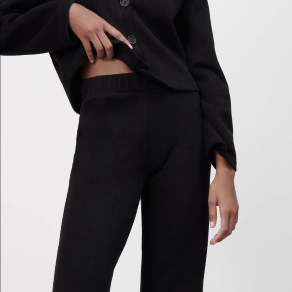 Zara Soft knit semi Sheer pull on wide leg black pants size XL extra large VGUC - Picture 2 of 16